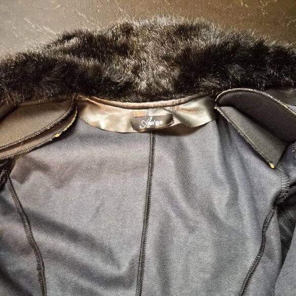 Vintage An'ge Paris Faux Leather & Faux Fur Jacket France Y2K Matrix Minimalist - Picture 4 of 7